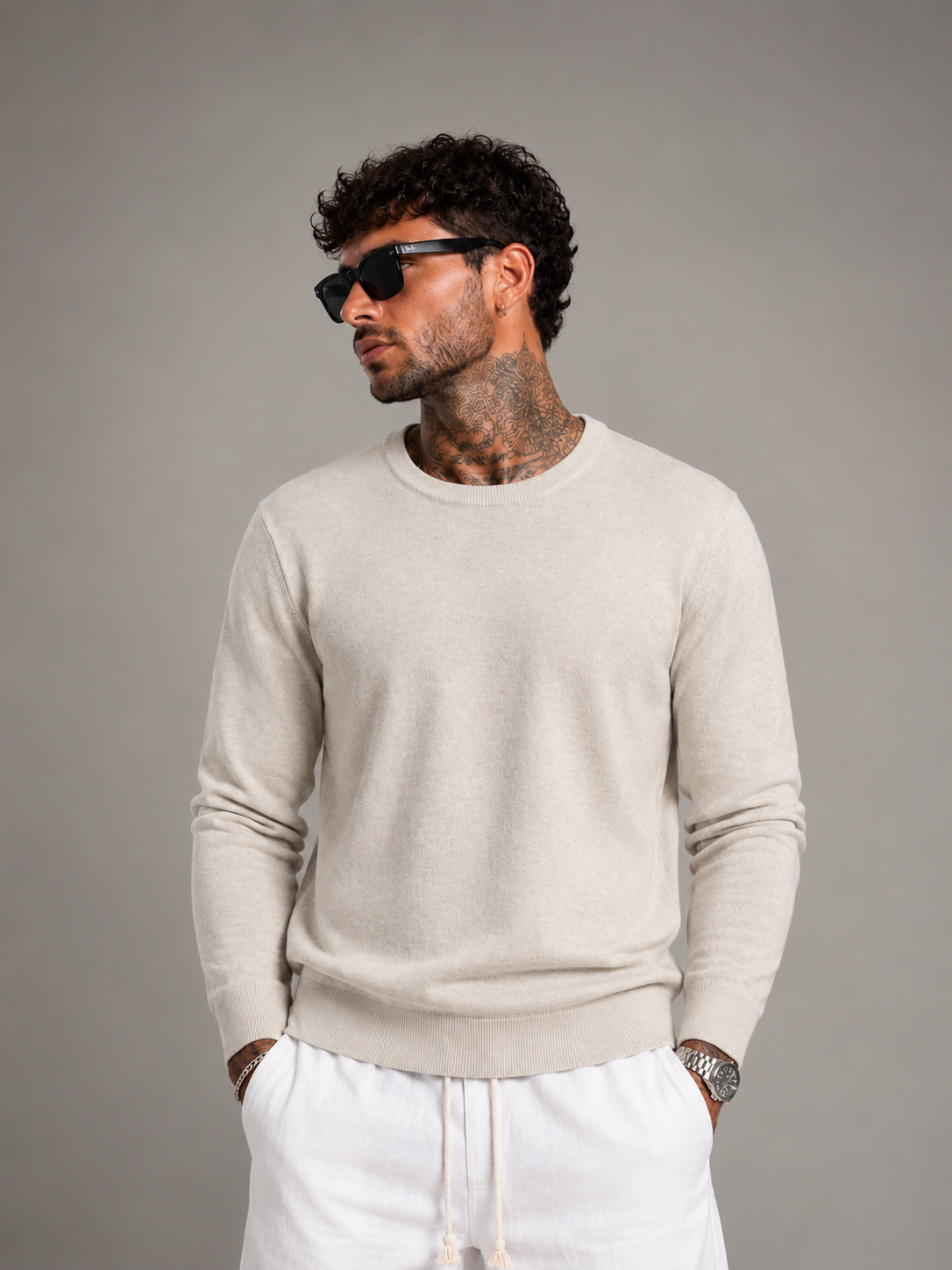 Maglia in lanetta grigia