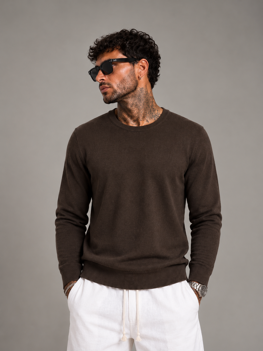 Maglia in lanetta marrone