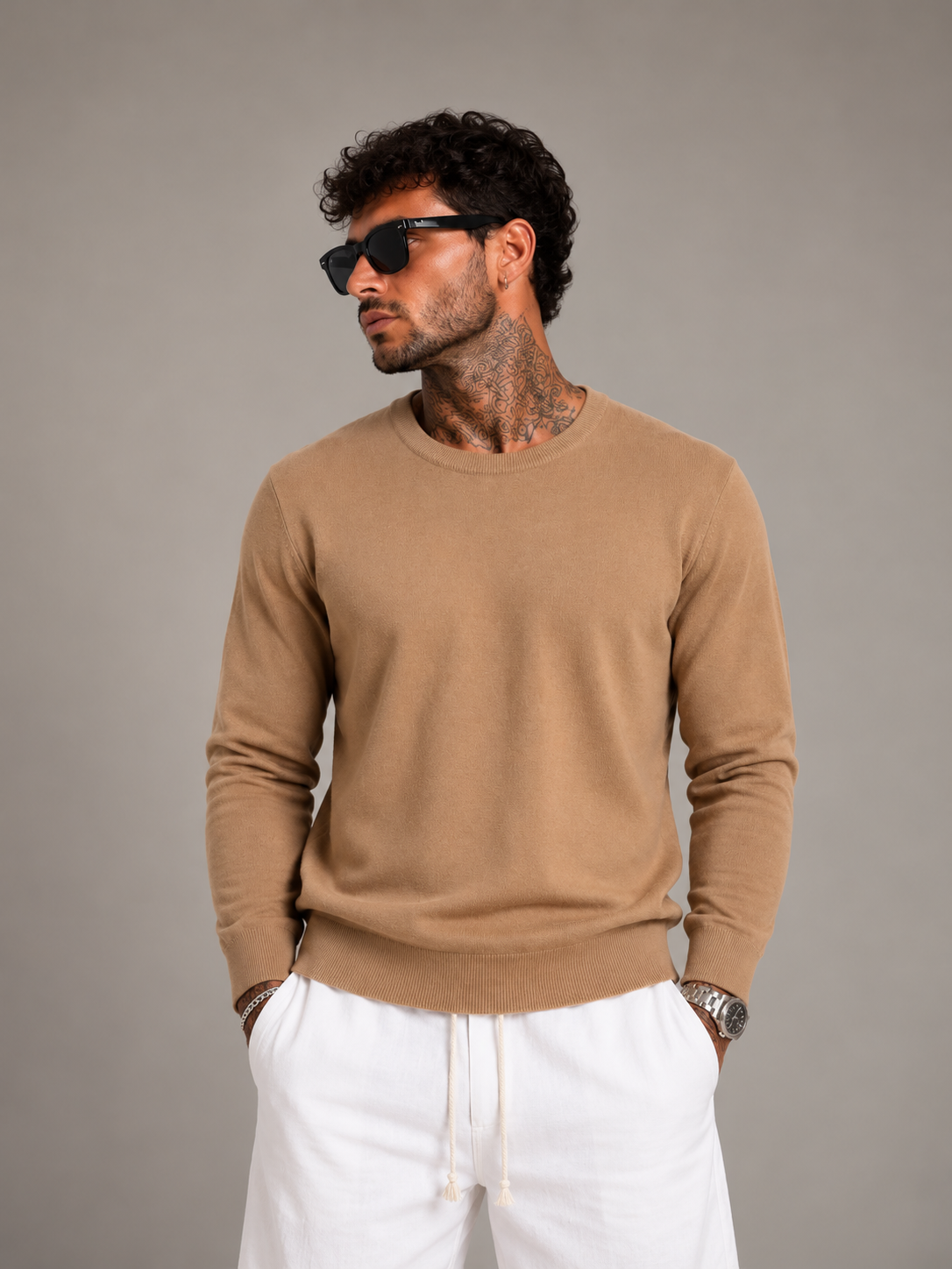 Maglia in lanetta sabbia
