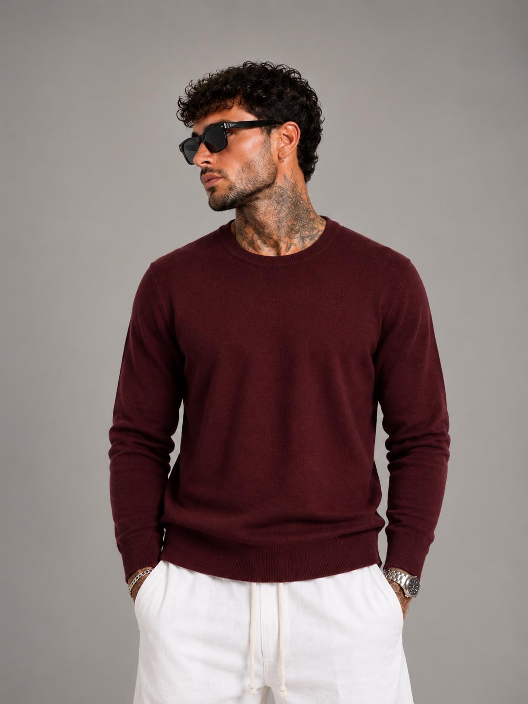 Maglia in lanetta bordeaux